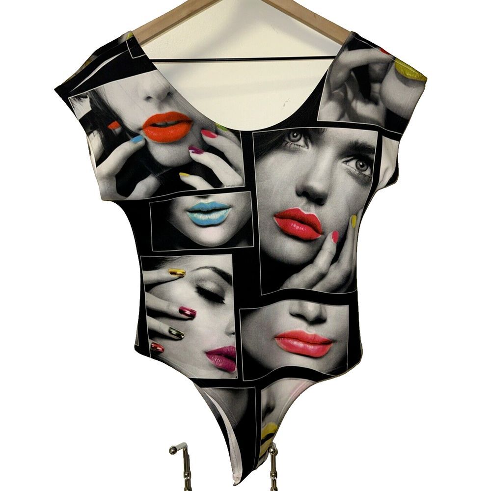 Vintage Blush Brand Vogue Faces Lipstick‎ Bodysuit USA Made X-Large Unique